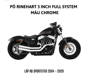 PÔ RINEHART 3 INCH MÀU CHROM FULL SYSTEM LẮP HD SPORTSTER 2004-2020 300-0300 - BỘ