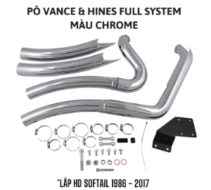 PÔ VANCE HINES FULL SYTEM MÀU CHROM LẮP HD SOFTAIL 1986 - 2017 26069 - BỘ