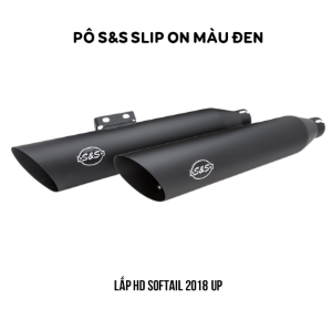 PÔ HIỆU S&S SLIP ON SLASH MÀU BLACK LẮP HD SOFTAIL 2018 UP M8 550-0735 - CẶP