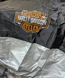 BẠT TRÙM XE ĐEN XÁM HD LOGO HARLEY DAVIDSON SOFTAIL
