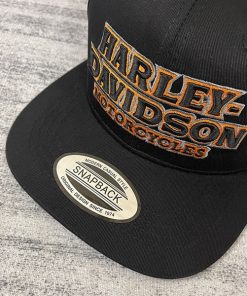 MŨ SNAPBACK HARLEY DAVIDSON MÀU ĐEN CHỮ CAM LK SP001224