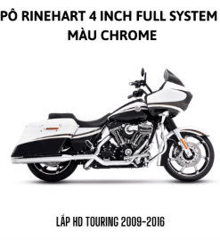 PÔ RINEHART FULL SYSTEM 4 INCH MÀU CHROME LẮP HD TOURING 2009 - 2016 100-0200 - BỘ