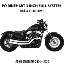 PÔ RINEHART 3 INCH MÀU CHROM FULL SYSTEM LẮP HD SPORTSTER 2004-2020 300-0300 - BỘ